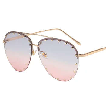 2023 Hölgyek Keret nélküli Napszemüveg Luxus Márka Tervezője Fém Keret Gradiens Nagy Színes napszemüvegek Árnyék A Nők UV400