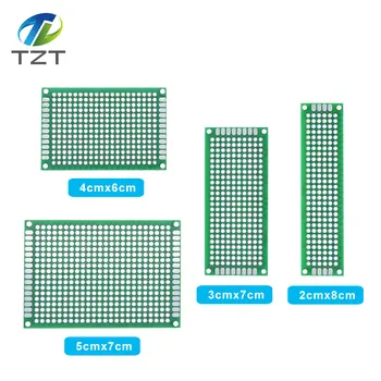 TZT 5x7 4x6 3x7 2x8cm dupla Oldalon Réz prototípus pcb Univerzális Tábla Üvegszálas az Arduino
