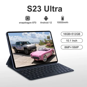 Új Android Tablet S23 Ultra Globális Tablette 10 hüvelykes HD snapdragon870 5G Wifi Tabletta 16G+512 gb-os Tableta PC Dolgozni Google Play