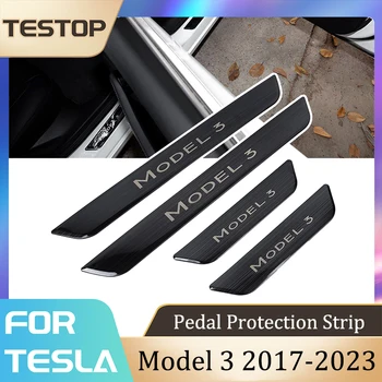 Pedál Protection Strip A Tesla Model 3 2017-2023 Kiegészítők Ajtó Küszöb Dekoráció Wrap Fedezi A Tesla Model 3 2023 2/4db/Készlet