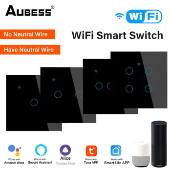 Wifi Smart Kapcsoló 1/2/3/4 Banda Üveg Képernyő Touch Panel Hangvezérlés Vezeték Nélküli Fali Kapcsoló Távirányító Alexa, A Google Haza
