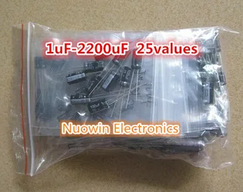 1uF~2200uF 25 érték 250pcs Elektrolit Kondenzátorok Választék Készlet Vegyes Készlet