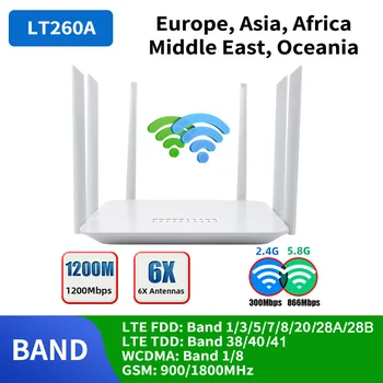 1200Mbps Vezeték nélküli 3G 4G Wifi Router A SIM-Kártya Nyílásba Amerika Európa Ázsia Afrika Nyitva PC, Irodai Számítógép Hálózat LT260A