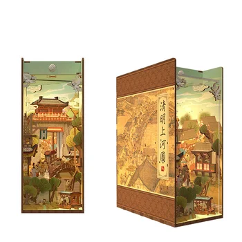 Diy Fából Készült Könyv Sarok Polc Helyezze Be Készletek Kínai Ősi Város Könyvtámasz Miniatűr Épületszerkezetek Könyvespolc Baba Házak Barátok Ajándékok
