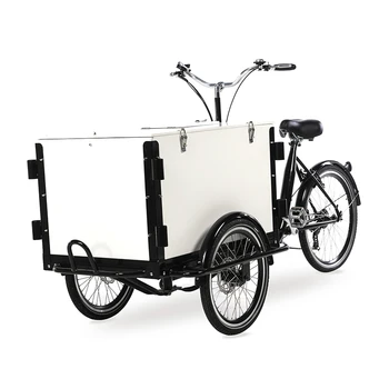 Retro Elektromos cargo bike 250W motor power assist rakomány tricikli a pedállal három kerék kerékpár doboz fából készült borító SLS-0006
