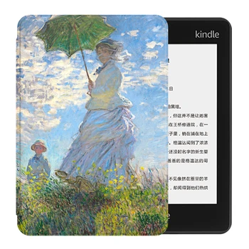 A Kindle Paperwhite 5 Nő Esernyő olajfestmény Cas Paperwhite4 Ebook Esetben Kpw5 Aranyos védőburkolat a Kindle 658