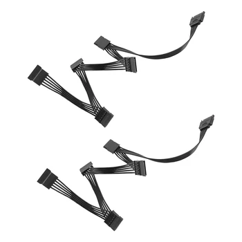 2DB 15 Pin SATA Hosszabbító Merevlemez Kábel-1 Férfi 5 Nő Tápegység Elosztó Adapter Kábel