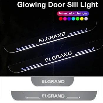 Légkör Vezeték nélküli Lámpa Nissan Elgrand Bejegyzés Pedál USB Töltő Tartozék Autó Elülső Hátsó Ajtó Küszöb Akril Projektor Lámpa