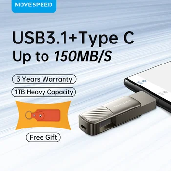 MOVESPEED 1 tb-os USB 3.1 OTG C Típusú pendrive, 2 az 1-ben USB Flash Meghajtó 128 256 512 GB 64 gb-os Fém Pendrive Macbook Smart Tv-k