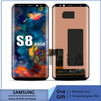 EREDETI AMOLED S8 LCD keret SAMSUNG Galaxy S8 G950 G950F Kijelző S8 érintőképernyő, Digitalizáló