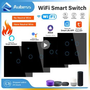 Tuya Intelligens Élet Kapcsoló WiFi érintésérzékelő Smart Switch App Távirányító Nem Semleges Vezeték 110V, 220V Alexa, a Google Haza