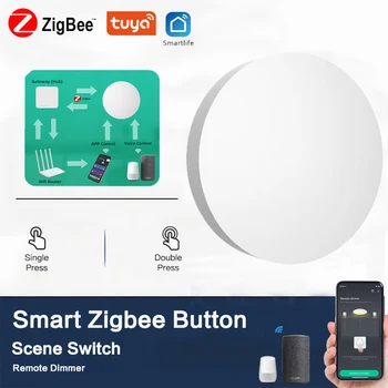Tuya ZigBee Gomb Scene Switch Több Helyszínen Kapcsolat Okos Gombot elemes Vezeték nélküli Smart Switch Munka Zigbee Eszköz