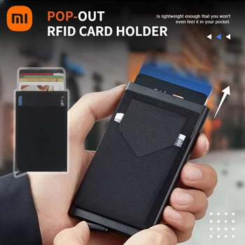 Xiaomi Mini RFID Pénztárcája Vékony Alumínium Wallet A Rugalmasság Vissza Tok ID Hitelkártya Birtokos Automatikus felugró Bank Kártya Esetében