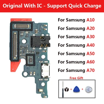 Eredeti USB Töltő Töltő Port Dokkoló Csatlakozó Tábla Flex Kábel Samsung A10 A20 a30-as A40 A50 A60, A70 A Javító Eszközök