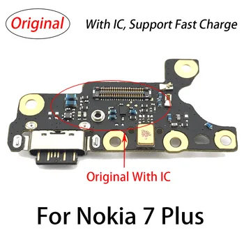 Eredeti USB Töltő Port, Jack Dock Csatlakozó Flex Kábel Nokia 7 Plus Mikrofon Tábla Csere Alkatrészek