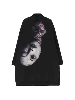 Baba sorozat sötét stílus Unisex pólók yohji yamamoto homme férfi ingek férfi Owens ruha Fekete ing Növeli műtrágya