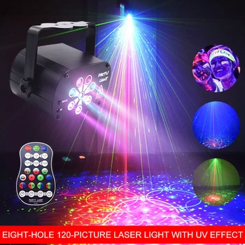Hordozható UV8 Furat Mintázat Csillag Projektoros Lámpa Szoba Mini Lézer Projektor KTV Bár Otthon Színes Hangulat Lámpa Esküvő