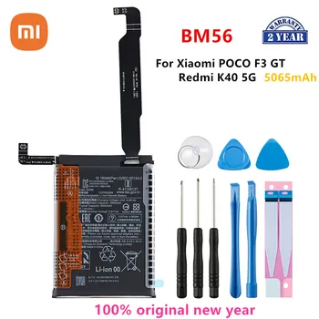 Xiao mi 100% Orginal BM56 5065mAh Akkumulátor Xiaomi POCO F3 GT /Redmi K40 5G BM56 Telefon Csere Akkumulátor+Eszközök