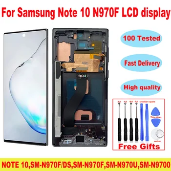 Képernyő Csere Keret Samsung Galaxy Note 10 SM-N970F/DS Kijelző érintőképernyő Digitalizáló Közgyűlés A Samsung Note 10