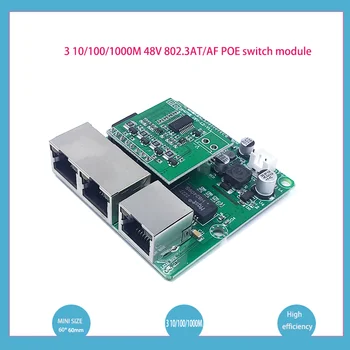 3-port Gigabit POEswitch modul széles körben használt LED sor 3 port 10/100/1000m POEport mini kapcsoló modul PCBA