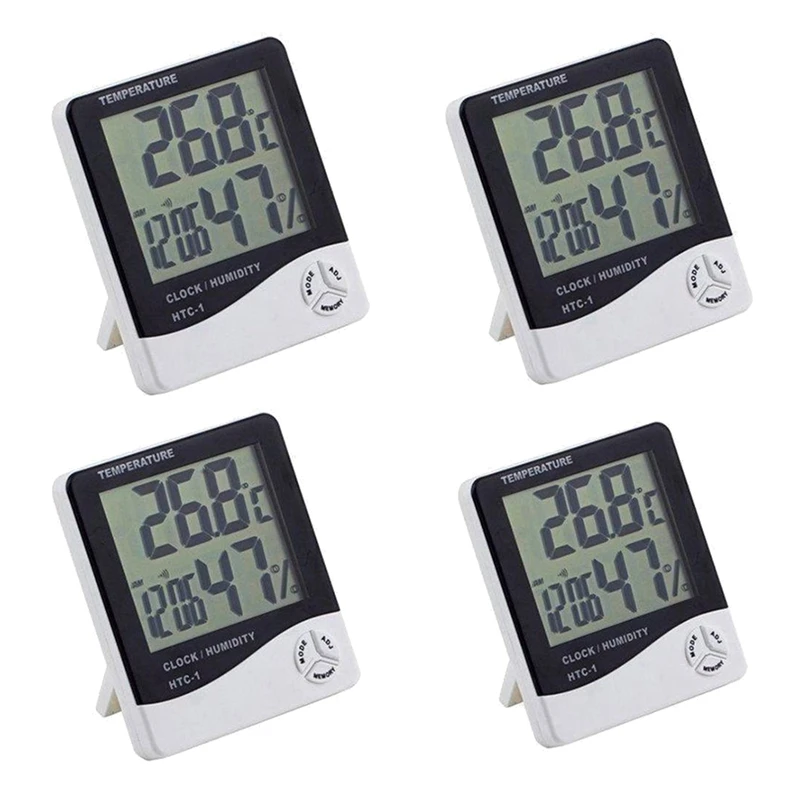 BEAU-4DB LCD-Elektronikus Hőmérséklet-Páratartalom-Mérő, Digitális Hőmérő Páratartalommérő Időjárás Állomás Ébresztőóra