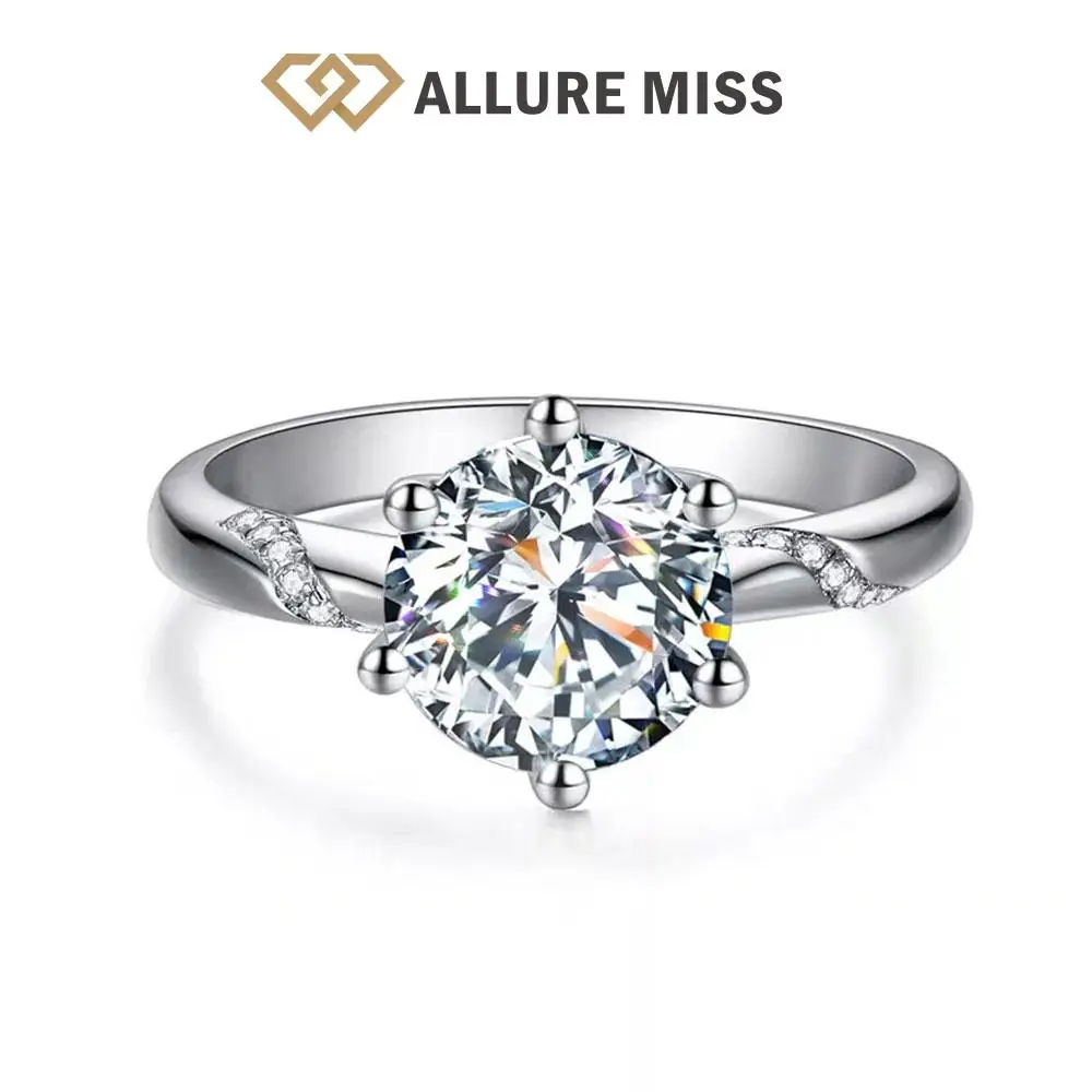 Elegáns Egyszerűség Telt Gyémánt Teszt Moissanite 100% 925 Sterling Ezüst Gyűrű Női Gyémánt Berakásos Csillogó kiváló Minőségű
